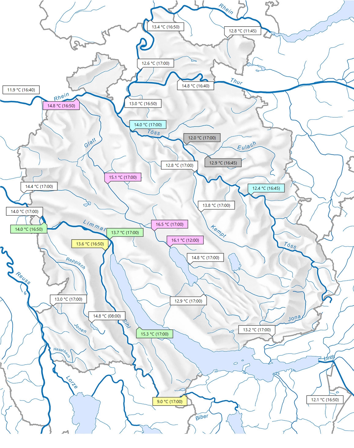 Wassertemperaturen